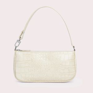 By Far Rachel Cream Croco Embossed Leather Bag